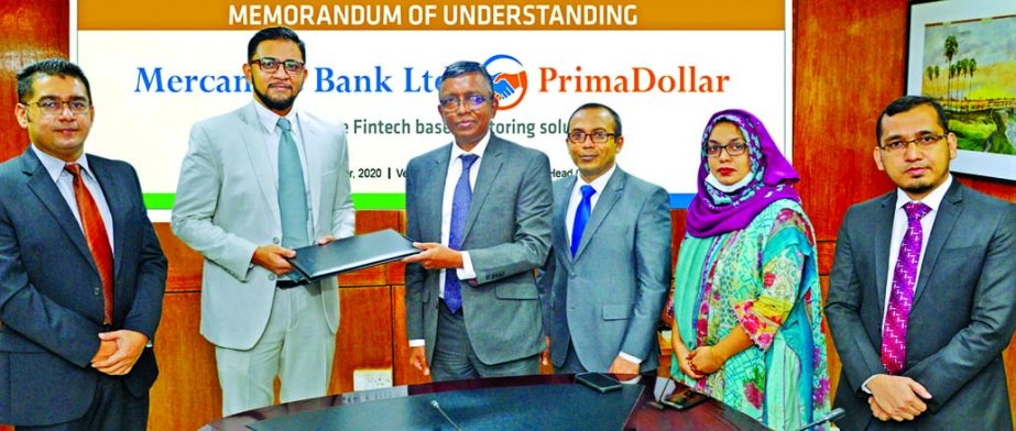 Mercantile Bank Limited (MBL) signed Memorandum of Understanding (MoU) with PrimaDollar, UK to facilitate Fintech based Export Factoring services to the customers of MBL exporting under Open Account credit terms on Monday. Under Export Factoring, exporter