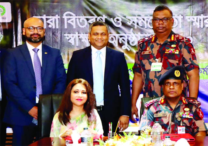 Director General of BGB Major General Safeenul Islam and Head of Law and Foreign Affairs of BATB Mubina Ashaf were present on their respective sides at the signing ceremony of MoU between BGB and BATB in the city on Thursday with a view to implementing fo