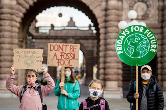 Greta Thunberg returned to her usual spot outside the Swedish parliament in Stockholm on Friday.