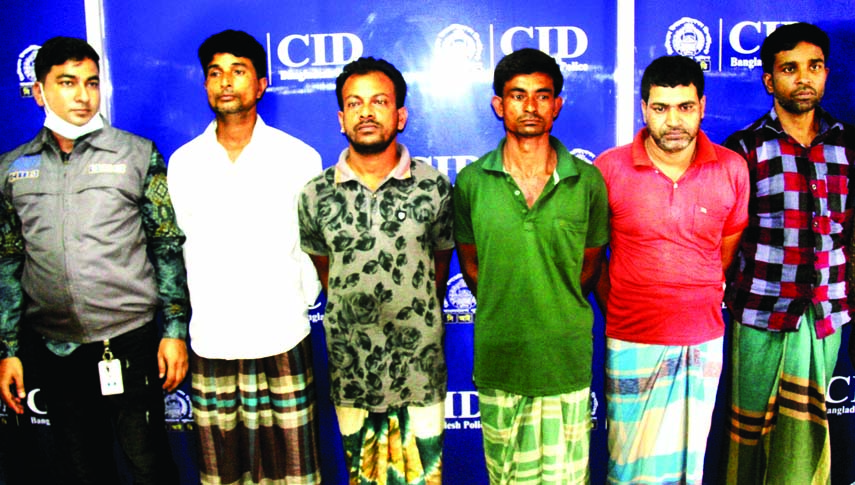 CID police nabs five members of human traffickers gang conducting raids at different parts of the city. The snap was taken from CID office in the city on Monday.