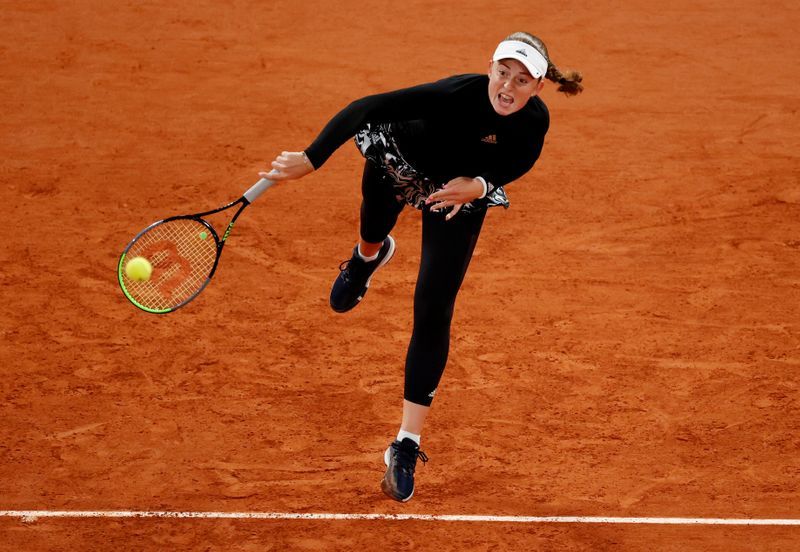 Latvia's Jelena Ostapenko in action during her second round match Czech Republic's Karolina Pliskova on Thursday.