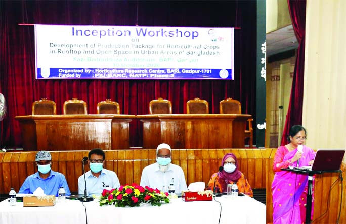 BARI Director (Research) Dr. Md. Miaruddin is seen among others at a workshop held at the Institute's Kazi Badruddoza auditorium on Saturday.