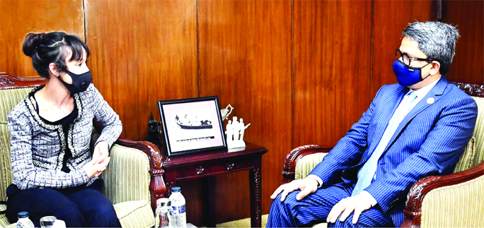 Swedish Ambassador to Bangladesh Alexandra Berg Von Linde pays a call on State Minister for Foreign Affairs Md. Shahriar Alam at his Office Room on Sunday.