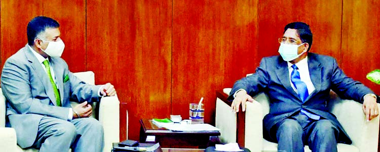 Newly appointed Indian High Commissioner to Bangladesh Vikram Kumar Doraiswami calls on Agriculture Minister Dr. Abdur Razzaque at the latter's office of the Ministry on Wednesday.