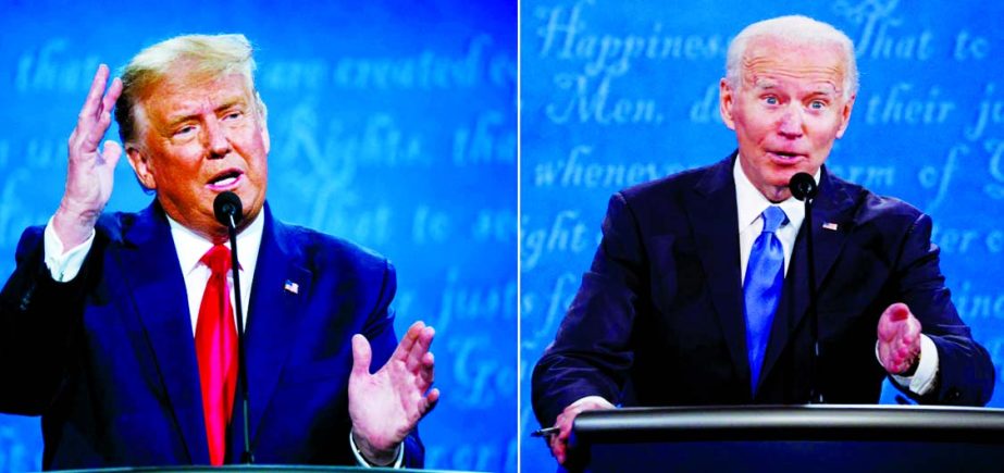 President Donald Trump and Democratic presidential nominee Joe Biden are seen in the final presidential debate at Belmont University in Nashville, Tennessee on Thursday night.