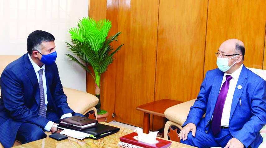 Indian High Commissioner to Bangladesh Vikram Kumar Doraiswami calls on Industries Minister Nurul Mazid Mahmud Humayun at the latter's office of the ministry on Thursday.