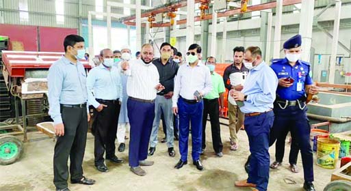 M. Kazi Emdadul Islam, Deputy Commissioner of Sylhet, visits manufacturing units of Alim Industries Limited in the city on Tuesday.