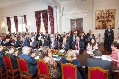 The government of New Zealand Prime Minister Jacinda Ardern was sworn in for a second term at the Government House in Wellington on Friday.