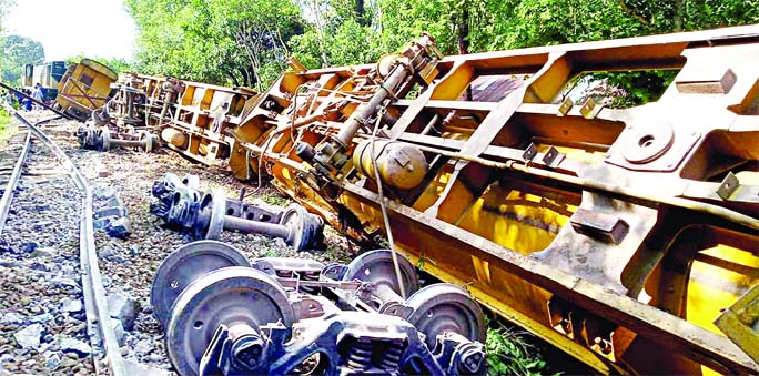 Several tankers of a freight train overturn near Satgaon Rail Station in Srimangal upazila of Moulvibazar district on Saturday, snapping train communication between Sylhet and the rest of the country.