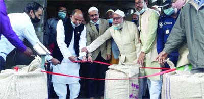 Railways Minister Md Nurul Islam Sujan on Friday inaugurates procurement of paddy directly from the farmers at Panchpir LSD godown in Boda upazila of Panchagarh district on Friday.