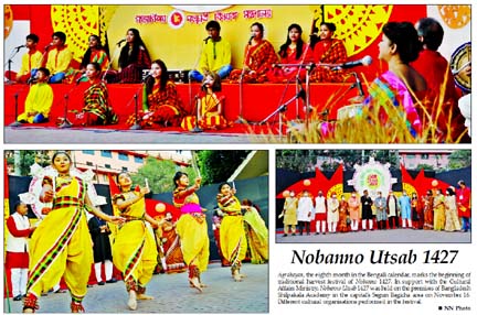 Agrahayan, the eighth month in the Bengali calendar, marks the beginning of traditional harvest festival of Nobanno 1427. In support with the Cultural Affairs Ministry, Nobanno Utsab 1427 was held on the premises of Bangladesh Shilpakala Academy in the ca