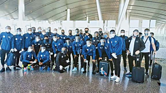 Members of Bangladesh Football team arrive in Qatar on Thursday to play FIFA International Football Qualifiers 2022 match against the hosts on December 4.