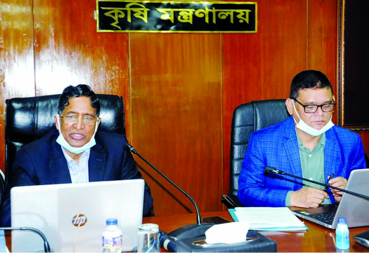 Agriculture Minister Dr. Md Abdur Razzaque speaks at ADP Review Meeting at his Secretariat Conference Room in the capital on Sunday.