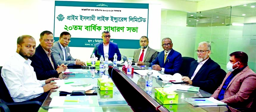 Mohd. Akther, Chairman of Prime Islami Life Insurance Limited, presiding over its 20th Annual General Meeting (AGM) held at its head office in the city on Monday. The AGM approved 10 percent cash dividend for its shareholder for the year ended on 31, Dece