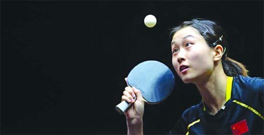 Liu Weishan of China serves during the women's singles battle one of elimination match against Suh Hyowon of South Korea at World Table Tennis (WTT) Macao 2020 Tournament in Macao, south China on Wednesday.