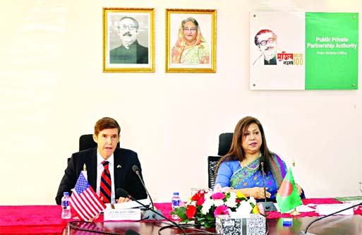 Earl R. Millar, U.S. Ambassador to Bangladesh pays an introductory visit to Sultana Afroz, Secretary to the Bangladesh government & CEO of PPP Authority at the latter's office on Tuesday.