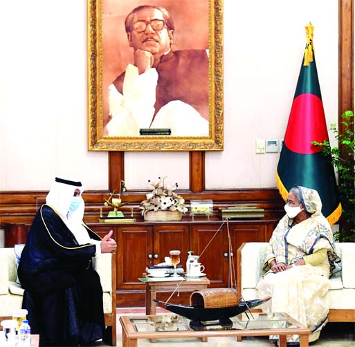 Saudi Ambassador to Bangladesh Essa Bin Yousef Al-Duhailan pays a courtesy call on Prime Minister Sheikh Hasina at the latter's official residence Ganabhaban on Thursday.