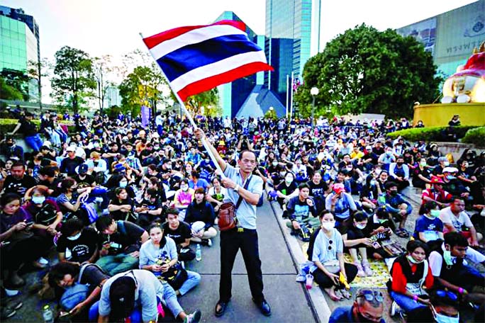 Thai anti-government protesters called for an end to coups in the Southeast Asian country on Friday as months of street protests fuel rumours of another military takeover.