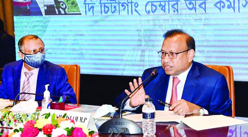 LGRD and Cooperatives Minister Tajul Islam speaks at a discussion on 'Development & Industrialization of Chattogram and Future Plan' organised by World Trade Center in Chattogram on Saturday.