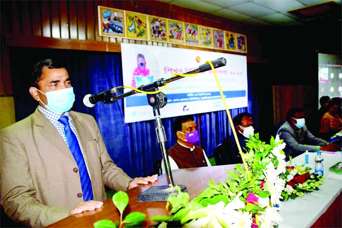 Additional Divisional Commissioner, Rangpur Division, Md Zakir Hossain, speaks at a workshop as chief guest at Begum Rokeya Auditorium RDRS in Rangpur on Sunday.