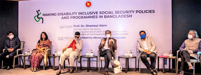 Dr Shamsul Alam, Member (Senior Secretary) of Planning Commission of Bangladesh, speaking at a workshop titled "Making Disability Inclusive Social Security Policies and Programmes in Bangladesh" organized by United Nations Development Programme (UNDP) a