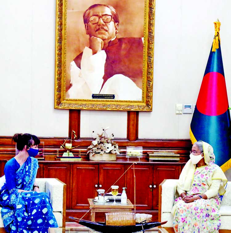 Swedish Envoy to Bangladesh Alexandra Berg Von Linde calls on Prime Minister Sheikh Hasina at Ganobhaban on Thursday. PID photo