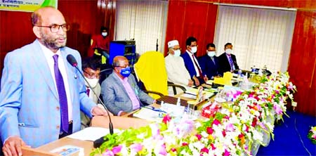 Fisheries and Livestock Minister SM Rejaul Karim speaks at the inaugural ceremony of 'Annual Research Review Workshop-2020' at the conference room of Bangladesh Livestock Research Institute in Savar on Friday.