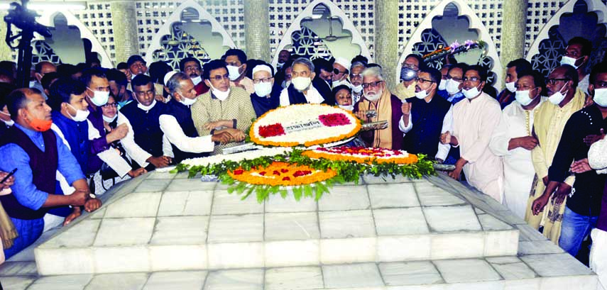 Different organisations pay floral tributes at the Mazar of Huseyn Shaheed Suhrawardy in the city on Saturday marking the latter's 57th death anniversary.