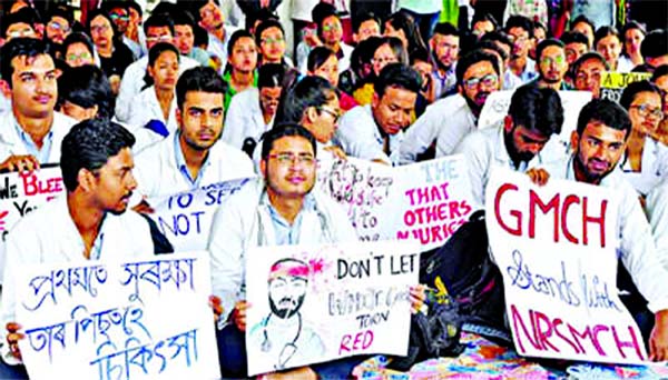 Indian Medical Association (IMA) members and doctors staged a protest against the Centre's law in Guwahati.