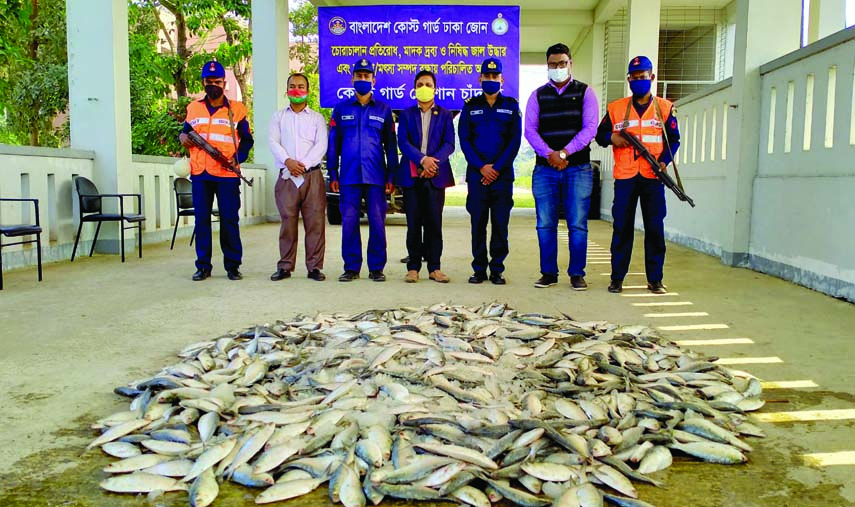 Members of Coast Guard (Station Chandpur) seized 500 kg jhatka Ilish (Juvenile Hilsa) in a raid on MV-Tashreef Launch on Monday night.