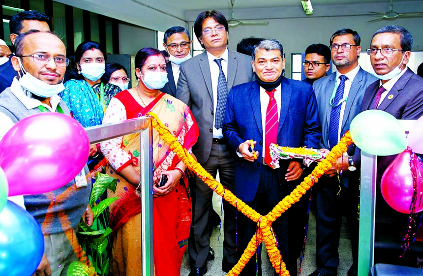 Professor Dr. Md. Salim Uddin, Chairman of Bangladesh House Building Finance Corporation (BHBFC), inaugurating its 'One Stop Service Desk' at Chittagong Zonal Office on Thursday. Mohammad Shahjahan, Managing Director and other officials were also presen