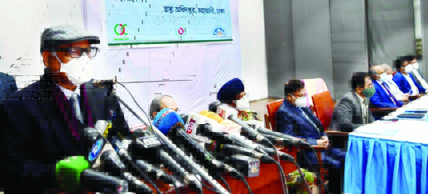 Health Minister Zahid Maleque speaks at a discussion on 'Bangladesh's Success in Resisting Covid-19 and Future Role' in the auditorium of Health Directorate in the city on Wednesday.
