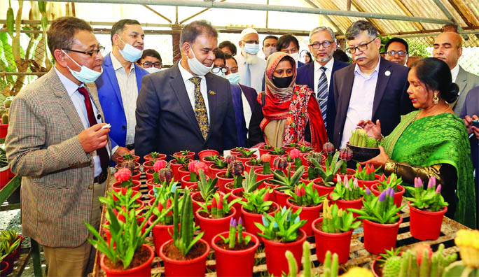 Foreign Secretary Masud Bin Momen visits Cactus House the Bangladesh Agricultural Research Institute (BARI) on Saturday at the part of his visit at the institute. BARI Director General Dr. Md. Nazirul Islam and BARI Director (Research) Dr. Md. Miaruddin w