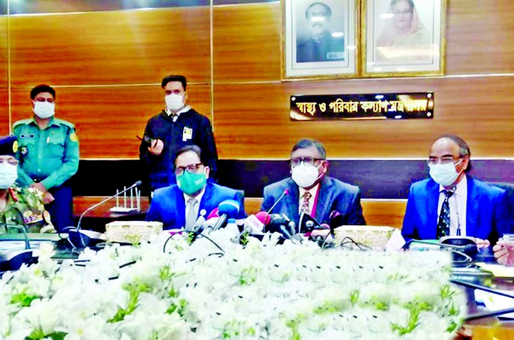 Health and Family Welfare Minister Zahid Maleque, among others, at an emergency meeting at the Secretariat on Monday about India's prohibition on importing coronavirus vaccine.