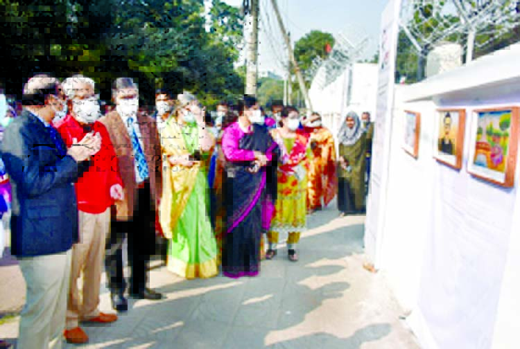 Chairman of Bangladesh Atomic Energy Commission (BAEC) Prof. Dr. Mohammad Sanwar Hossain inaugurates a photo exhibition marking the birth centenary of Father of the Nation Bangabandhu Sheikh Mujibur Rahamn on the premises of BAEC in the city on Sunday.