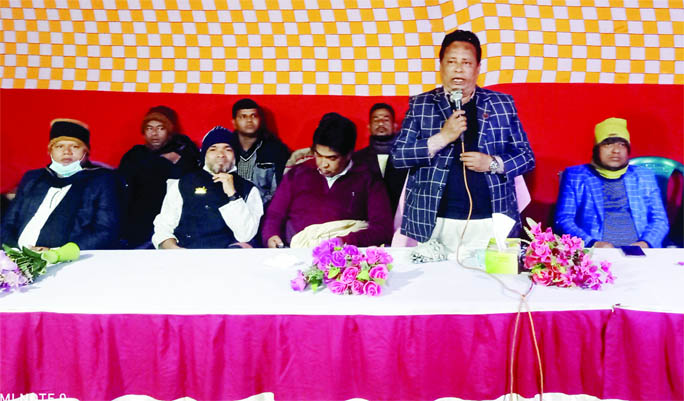 Ibrahim Farooq, joint general secretary of Baufal upazila Awami League and president of Baupfal municipal Awami League, speaks at a conference of 02 no ward Awami League of Baufal municipality in Patuakhali on Sunday.