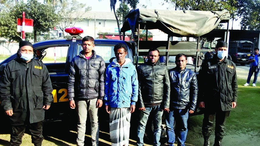 Member of RAB-12 (Pabna Camp) arrested four members of inter-district drug-trafficking gang members from Pabna Bus Terminal early Tuesday.