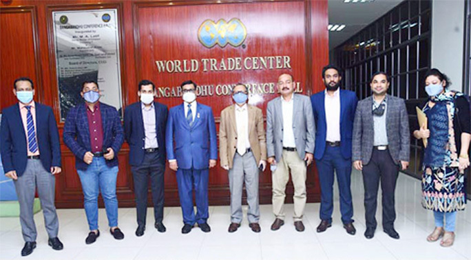 President of Chattogram Chamber alongwith other Directors seen with the visiting Nepali Ambassadar in Bangladesh at WTO office in the port on Monday.