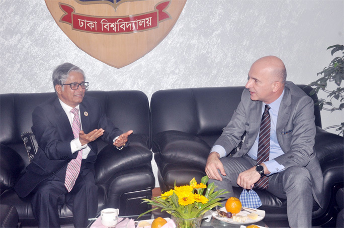 Turkish Ambassador Mr. Mustafa Osman Turan called on Dhaka University Vice-Chancellor Prof. Dr. Md. Akhtaruzzaman on Wednesday at the latter's office of the university.