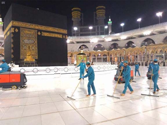 54,000 liters of disinfectants used daily to clean Mecca's Grand Mosque.