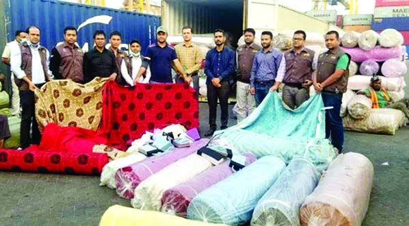 Chattogram Custom House authority seized clothes of about 40 tonnes of curtains and sofa fabrics with false declaration under bond facilities.