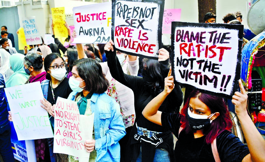 Students of Mastermind School hold a protest rally in front of the Jatiya Sangsad Bhaban in the capital on Thursday, demanding exemplary punishment to the culprit who 'raped and murdered' their schoolmate.