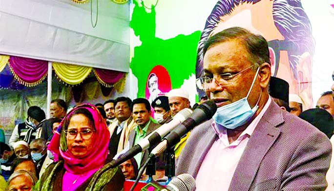 Information Minister Dr. Hasan Mahmud speaks at a discussion on 'Bangabandhu Festival' at Ramu Stadium on Thursday night.