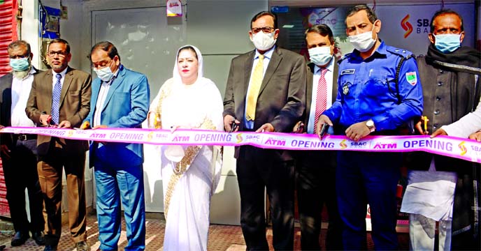 SM Amzad Hossain, Chairman of South Bangla Agriculture & Commerce (SBAC) Bank Limited, inaugurating its ATM booth at gate of Hazrat Khanjahan Ali Mazar in Bagerhat recently. Tariqul Islam Chowdhury, Managing Director of the bank and local elites were als