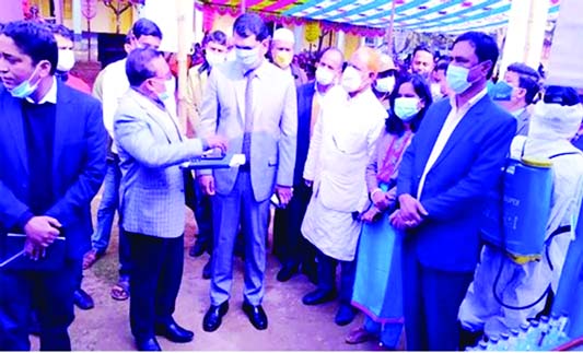 Deputy Commissioner (DC) of Rangpur Md. Asib Ahsan attends at a workshop on Integrated Pests' Management (IPM) organised by the Department of Agricultural Extension (DAE) at Garaber Government Primary School ground in Pirganj municipality of the district