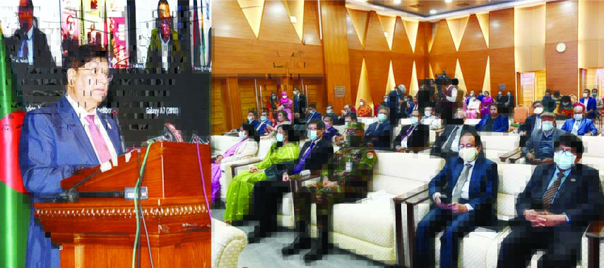 Foreign Minister Dr. AK Abdul Momen speaks at a seminar titled 'Contract Farming and Employment Opportunity Abroad for Bangladesh' at the Foreign Service Academy in the city on Wednesday.