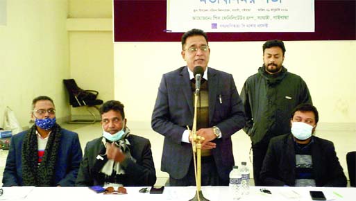 Jahangir Kabir, Upazila Chairman of Shaghata in Gaibandha, speaks at a view exchange meeting on local government poll in upazila parishad auditorium on Thursday.