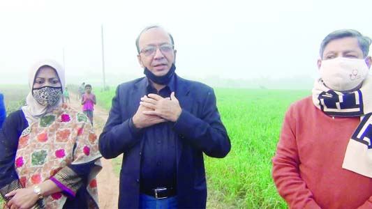 R.A.M. Ubaidul Moktadir Chowdhury, MP, and Chairman of Bangladesh Tourism Board Md. Jabed Ahmed visit the tourist site at Bishnupur Union in Bijoynagar Upazila of Brahmanbaria district on Thursday.