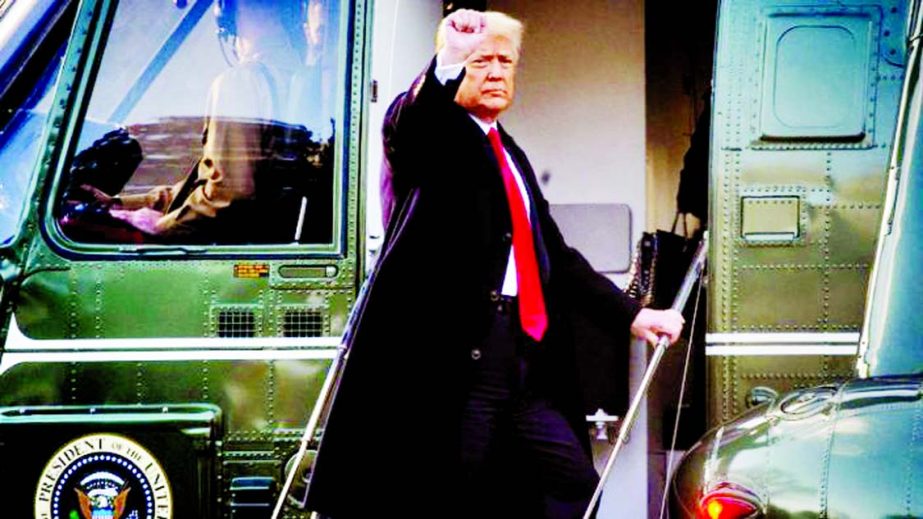 Donald Trump leaves Washington ahead of Joe Biden's inauguration on Wednesday.