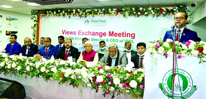 Mohammed Monirul Moula, Managing Director and CEO of Islami Bank Bangladesh Limited, addressing at view exchange meeting with the clients organised by Chattogram South Zone at Best Western Heritage in Coxâ€™s Bazar recently. JQM Habibullah, Md. Mosha